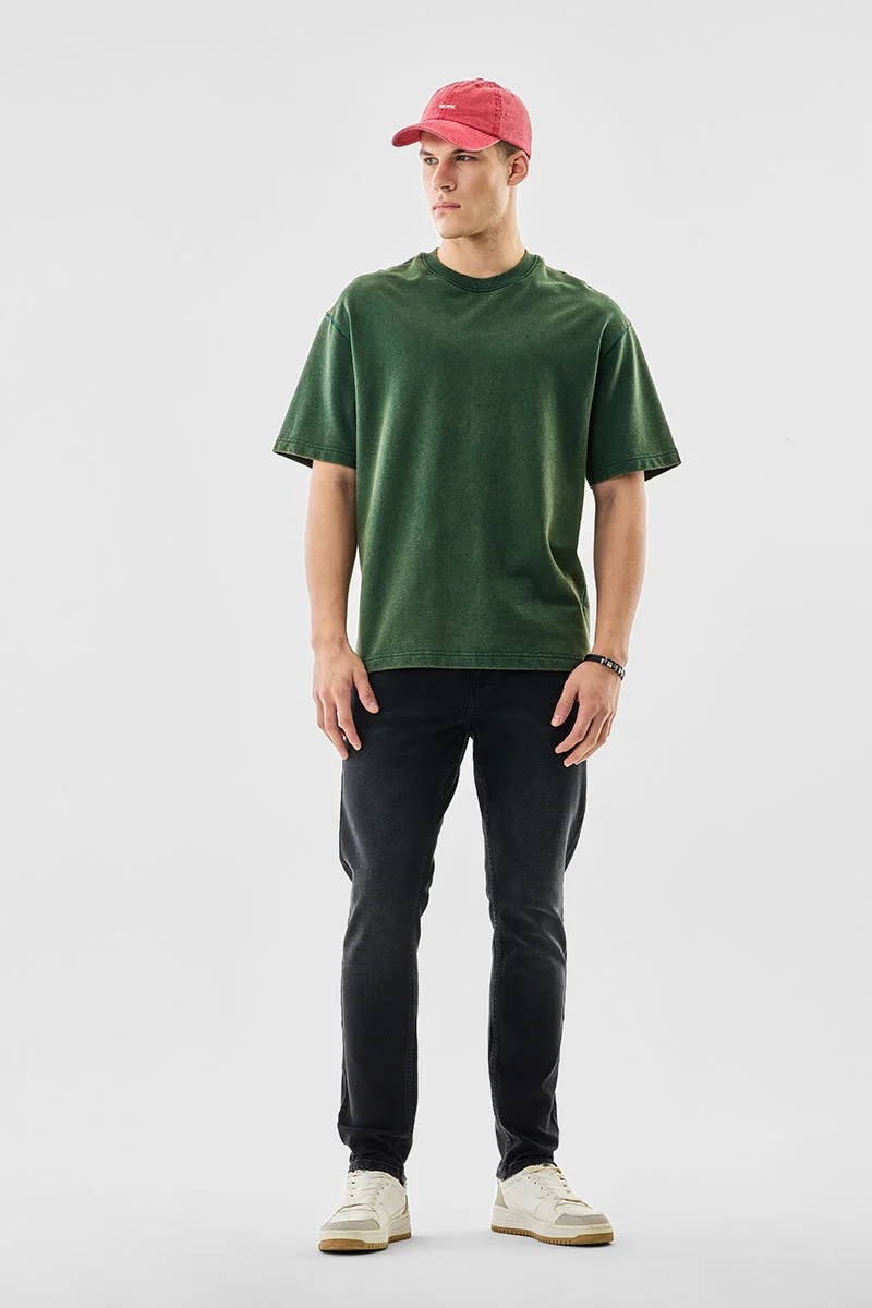 Snitch Black Tapered Slim Fit Jeans for Men | Best Price UAE